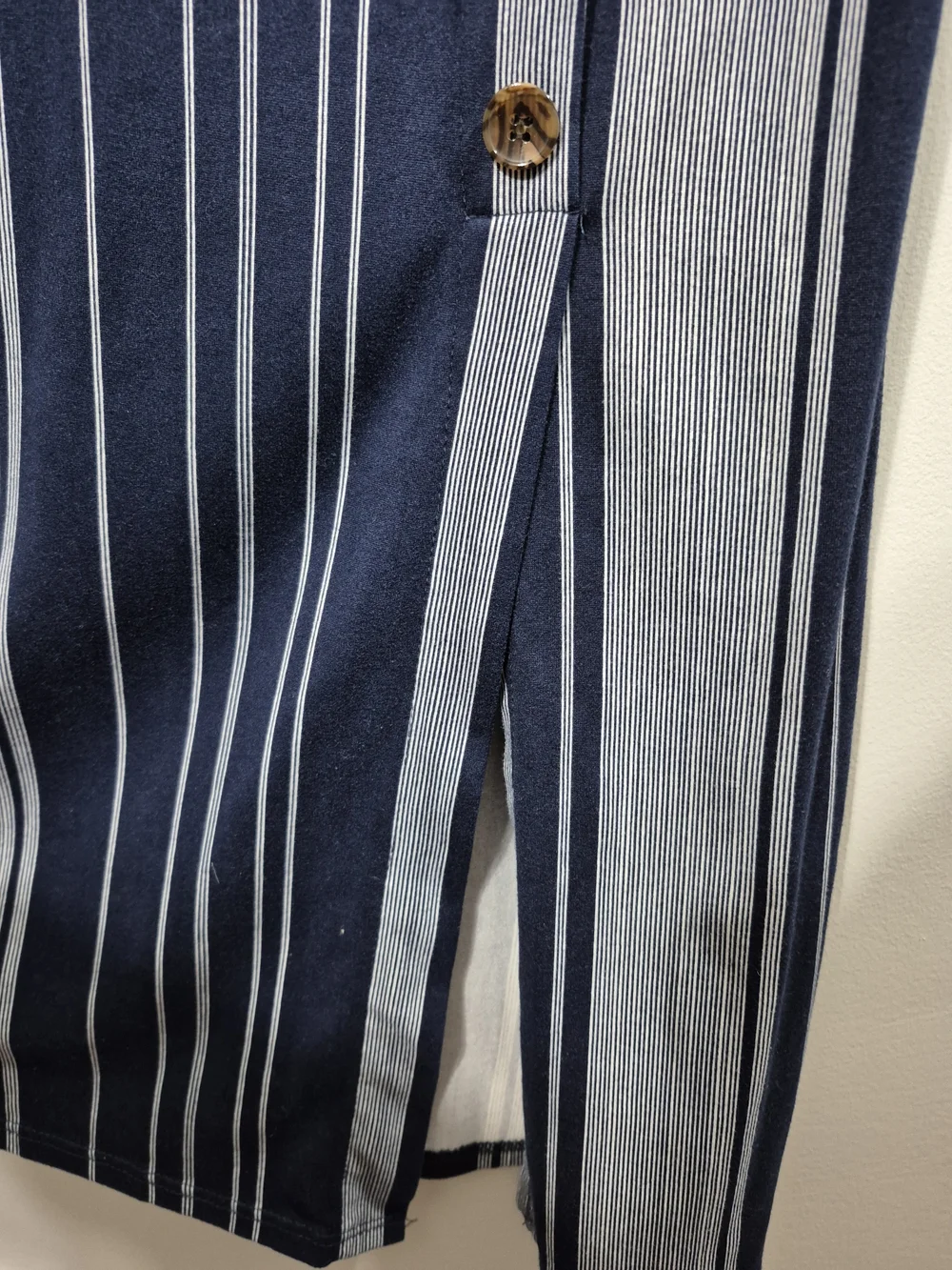 Gray And Navy Midi Dress Size Large Spaghetti Strap High Waist Side Slit
